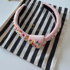 Lele Sadoughi Pink Embellished Kids Headband with Multicolor Bead Sprinkles